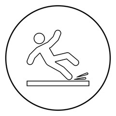 Falling man icon black color illustration in circle round