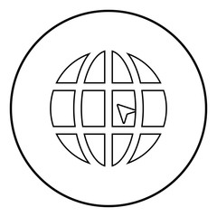 Obraz premium World with arrow world click concept website icon black color illustration in circle round
