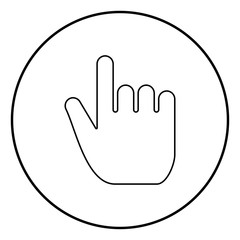 Fototapeta premium Hand point select declare index finger forefinger for click concept pushing choose icon black color illustration in circle round