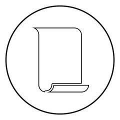 Paper papyrus Old scroll paper Important document with parchment for template icon black color illustration in circle round