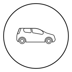 Mini car Compact shape for travel racing icon black color illustration in circle round