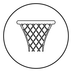 Basketball basket Streetball net basket icon black color illustration in circle round