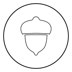 Acorn forest nut icon black color illustration in circle round