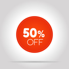 Special offer sale red tag. This is the concept of the price list for discounts, of an advertising campaign, advertising marketing sales, a 50% off discount, a unique offer. Vector illustration.