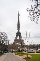 View at Eiffel Tower in Winter, Paris, France
