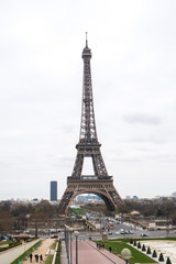 Fototapeta na wymiar View at Eiffel Tower in Winter, Paris, France