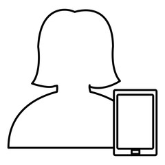 smartphone device with female user silhouette