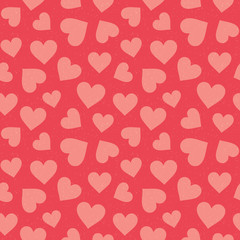 Cute seamless hipster hearts background in coral and blush pink. Minimal seamless love pattern for Valentine's Day, greeting card, scrapbook, gift wrapping paper, fashion, fabric, textiles.