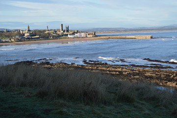 St Andrews, Fife in January sun from Kinkell Braes