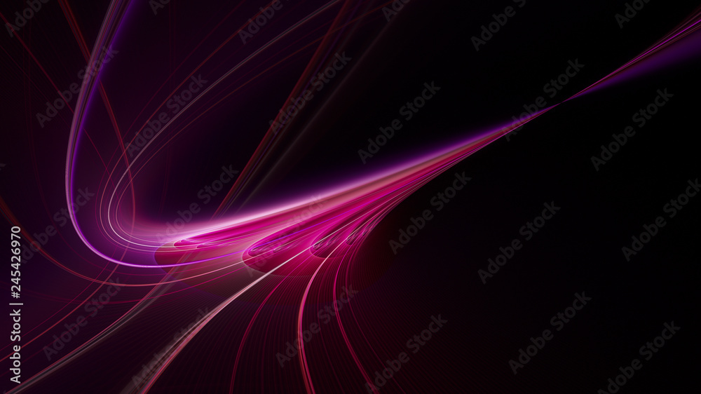 Poster abstract red background element on black. fractal graphics. three-dimensional composition of glowing