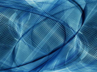 Abstract background element. Fractal graphics 3d illustration. Symmetric composition of repeating grids. Information technology concept. Blue and black colors.