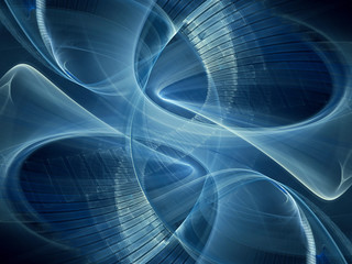 Naklejka premium Abstract digital art background. Symmetry composition of curves ands grids. Detailed fractal graphics. Data science and digital technology concept.