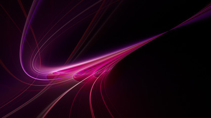 Abstract red background element on black. Fractal graphics. Three-dimensional composition of glowing lines and mption blur traces. Movement and innovation concept.