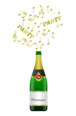 Champagne bottle explosion, celebration