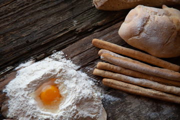 Dough preparation recipe bread, ingredients pastry or bakery cooking
