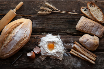 Dough preparation recipe bread, ingredients pastry or bakery cooking