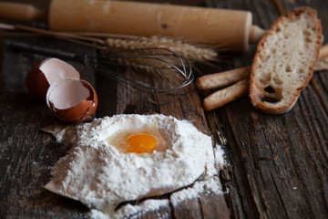 Dough preparation recipe bread, ingredients pastry or bakery cooking