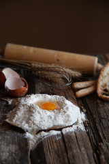 Dough preparation recipe bread, ingredients pastry or bakery cooking