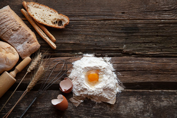 Dough preparation recipe bread, ingredients pastry or bakery cooking