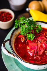 Traditional ukrainian soup borscht