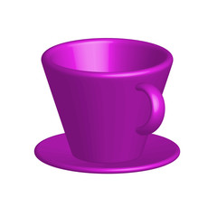 Vector image coffee cup 3d with a saucer of color on a white background