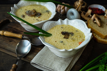 Mushroom soup with cream sour