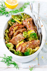 Chicken (turkey) baked with broccoli, lemon and grain mustard