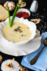 Mushroom soup with cream sour