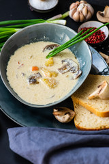 Mushroom soup with cream sour