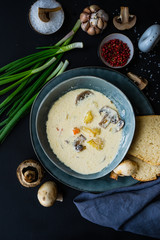 Mushroom soup with cream sour
