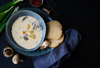Mushroom soup with cream sour
