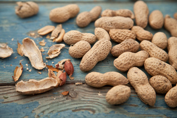 Peanut isolated on the wooden desk