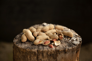 Peanut isolated on the wooden desk