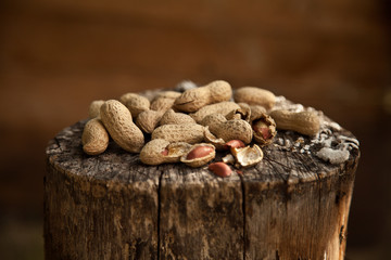 Peanut isolated on the wooden desk