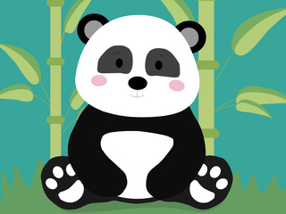 Panda mit Bambus Flat Design 
