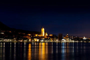 Fototapeta na wymiar Night over Stein an der Donau. Krems an der Donau. Federal state of Lower Austria, Wachau Valley, Austria (Osterreich)
