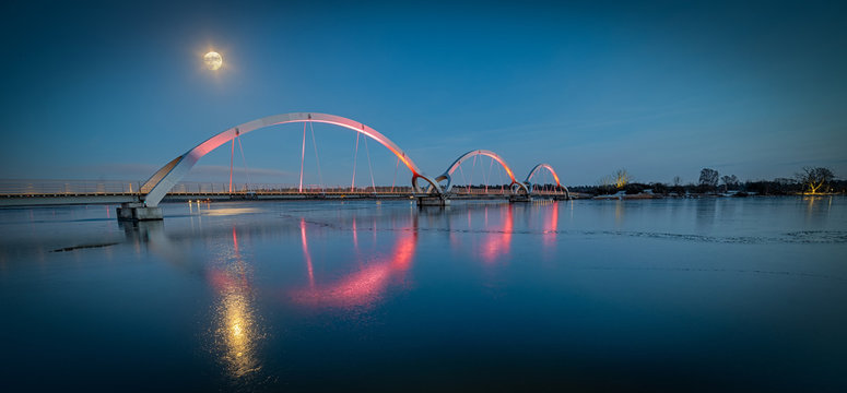 Solvesborg's bridge night panorama