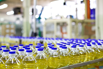 Factory for the production of edible oils, automated line. Shallow DOFF. Selective focus.