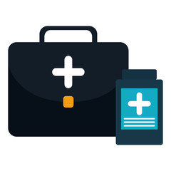 medical kit with bottle drugs