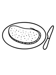 messer teller brot scheibe hunger toast lecker bäcker backen frühstück abendessen essen brotzeit clipart comic cartoon