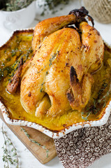 Chicken baked with cream and mustard
