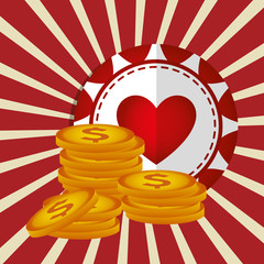 casino chips with money icons