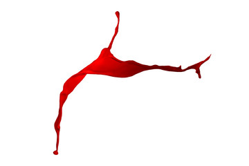 Red paint splash isolated on white background.