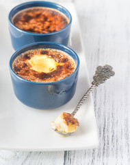 Creme brulee in the pots