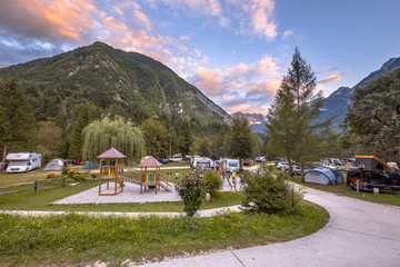 Fototapeta na wymiar Campsite in Triglav National Park Slovenia