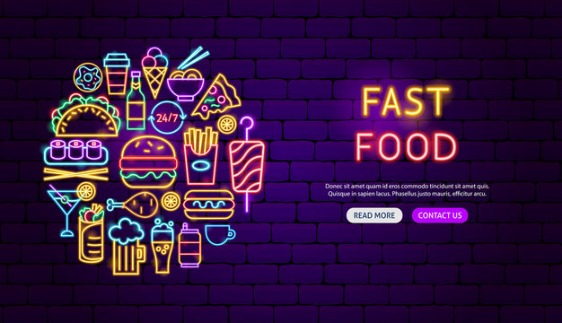 Fast Food Neon Banner Design