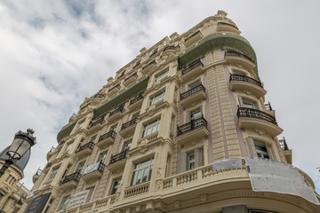 Beautiful classic traditional european architecture on the streets of the famous capital of Spain