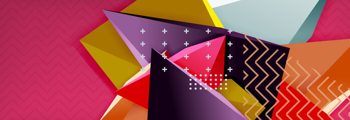 3d triangular shapes geometric background. Origami style pattern with triange shapes for decorative design. Poster design. Line design. Modern presentation template