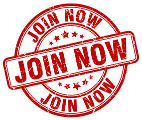 join now red grunge round vintage rubber stamp