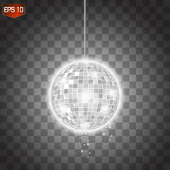 Retro silver disco ball vector, shining club symbol of having fun, dancing, dj mixing, nostalgic party, entertainment.